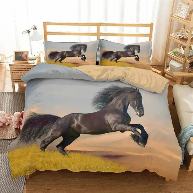 3D Bettwäsche Set Pferdemotiv für Erwachsene mit Reißverschluss, 2-teilig, B/H: 135 x 200 cm - Bild 1