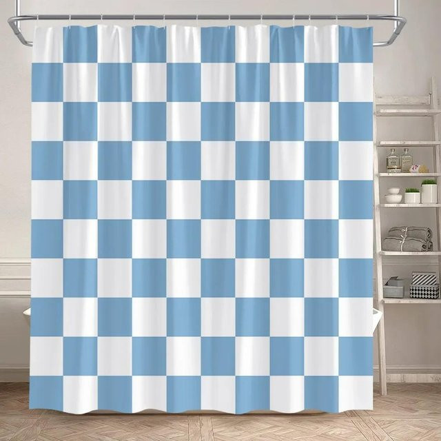 Baifenbai Home Furnishing Duschvorhang mit schwarz-weiß gestreiftem geometrischem Muster aus Polyester, B/H: 200 x 180 cm - Bild 1