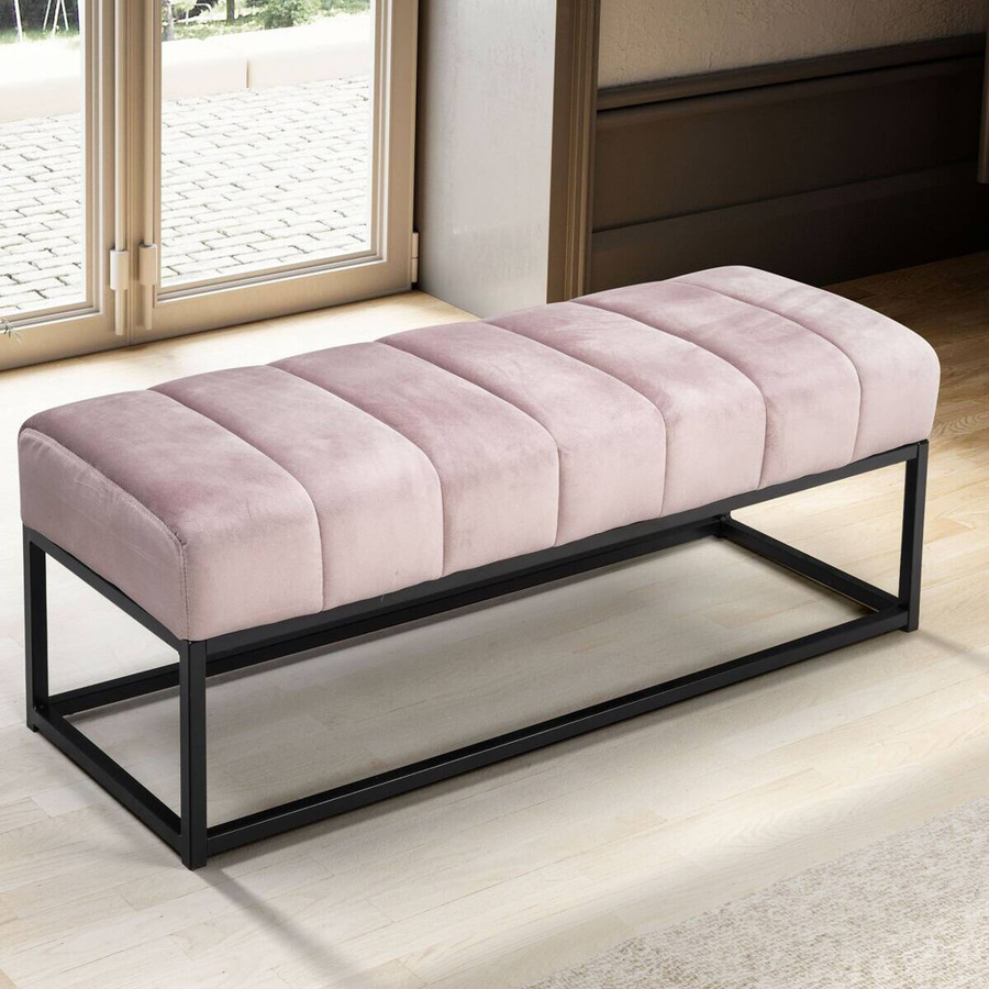Wohnling Sitzbank aus Samt und Eisen in Rosa, B/H/T: 108 x 40 x 40 cm - Bild 3