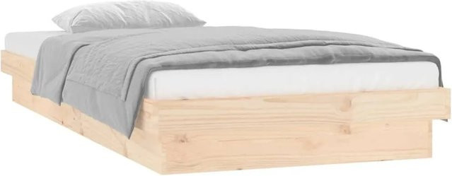 vidaXL Massivholzbett aus Kiefernholz mit LED-Beleuchtung und USB-Ladeport in Braun, B/T: 75 x 190 cm - Bild 1