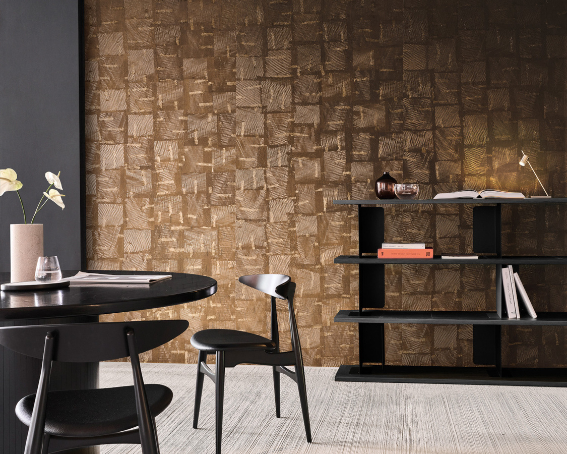 Omexco Wallpaper Stardust LAN251 abstrakte Vlies Tapete in Gold und Braun - Bild 1