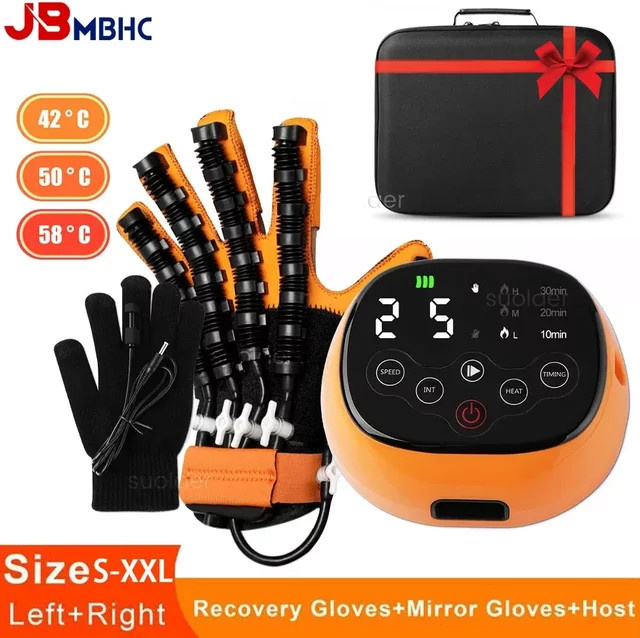 JBMBHC Beheizte Rehabilitationsroboter-Handschuhe für Physiotherapie und Schlaganfall-Training in Orange - Bild 1
