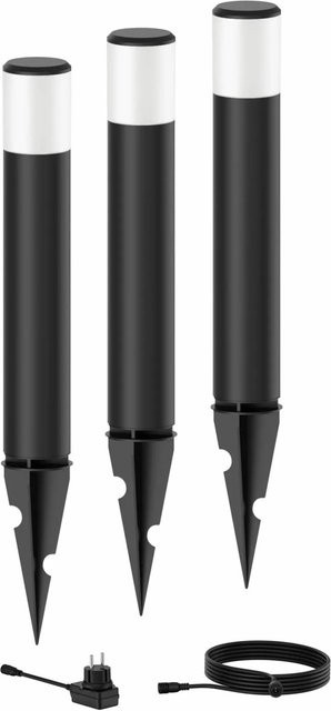 Philips Outdoor-Sockelleuchte Purex 3er-Set in Schwarz mit Erdspieß, Niedervolt 24 V, 1,5 W, Warmweiß 2.700 K für Garten und Außenbereich - Bild 1