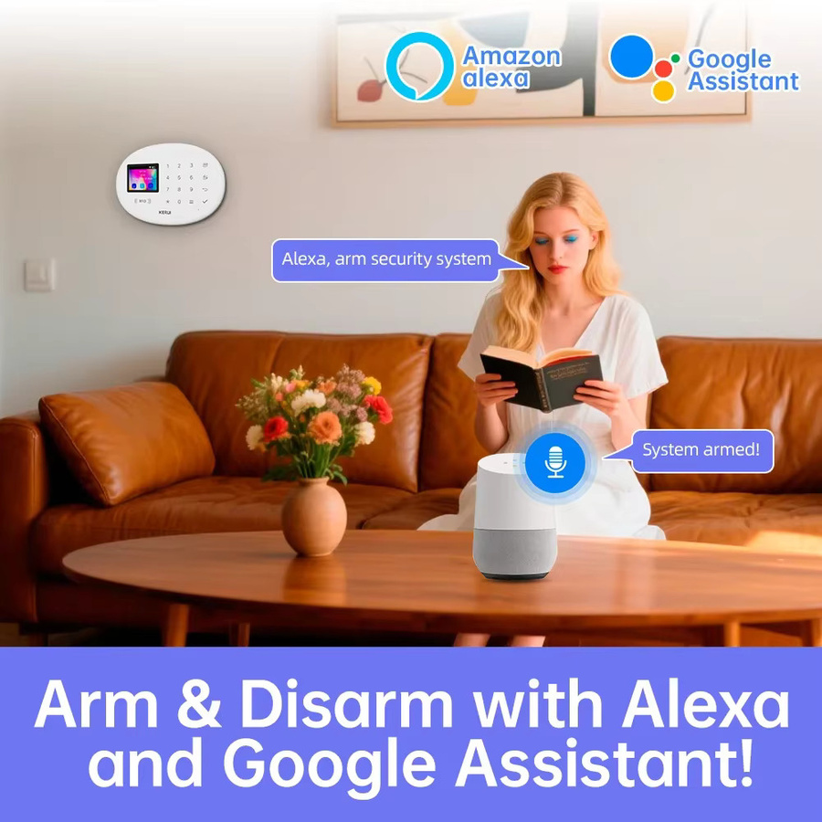 KERUI Drahtloses Einbrecher-Alarmsystem mit Tuya Smart WiFi GSM SMS Alarm, Motion Detektor und Tür Sensor, Weiß, kompatibel mit Alexa - Bild 4