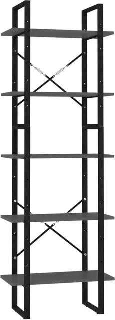 vidaXL Bücherregal im Industrial Design aus Metall und MDF, Grau/Schwarz, B/T/H: 60 x 30 x 175 cm - Bild 1