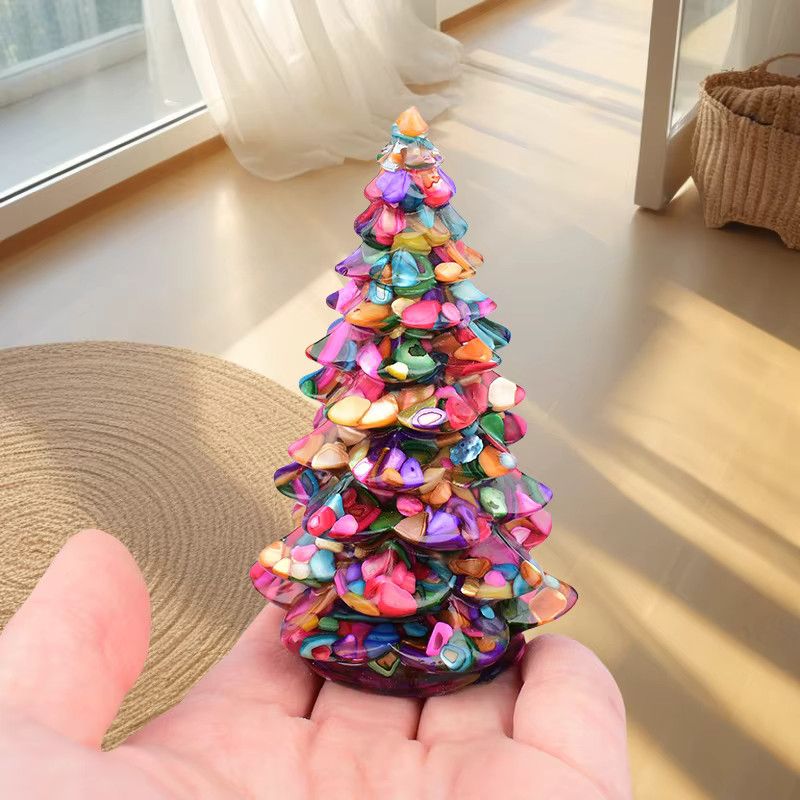 RYCRYSTAL Handgemachter Weihnachtsbaum aus Naturkristall und Harz als Tischdekoration in Multicolor - Bild 3