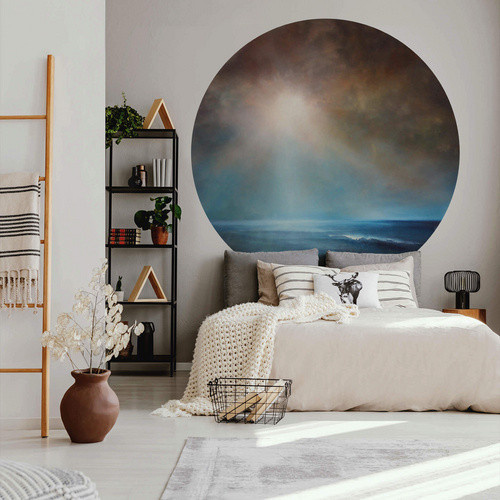 K&L Wall Art Vliestapete Runde Vliestapete Meer Kraft Stille, mehrfarbig, matt - Bild 2