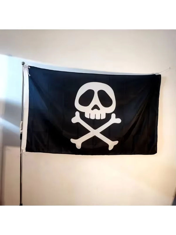 Piratenkapitän Harlock Totenkopfflagge in Schwarz als maritime Dekoration für Innen und Außen aus Textil, B/H: 91,44 x 91,44 cm - Bild 5
