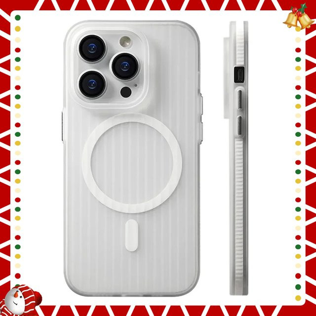 MagSafe Magnetische iPhone 17 Pro Max Hülle mit Wellenmuster in Grau und Transparent, rutschfeste matte PC-Schutzhülle für Apple iPhone 17 16 15 14 13 Pro Max - Bild 1