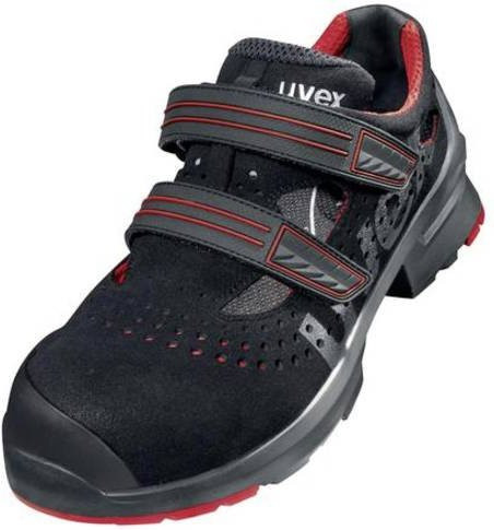 Uvex Sicherheitssandale 1 x-tended support S1P in Schwarz/Rot, Größe 35 - Bild 2