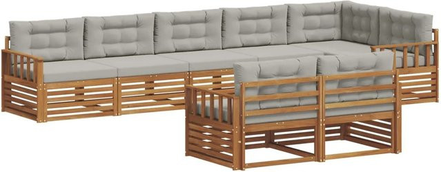 vidaXL Outdoor-Sofagarnitur aus Akazienholz mit Kissen, 25-teilig, Natur und Grau - Bild 1