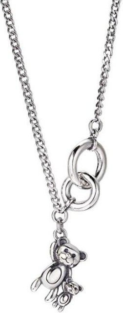 Halskette 925 Sterling Silber, Doppel Kreis, Kleiner Bär, Damen - Bild 1