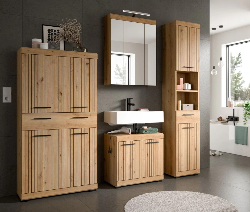 Badmöbel Set Shawn von Inn.Furn in Eiche braun, 4-teilig, modern und matt - Bild 2