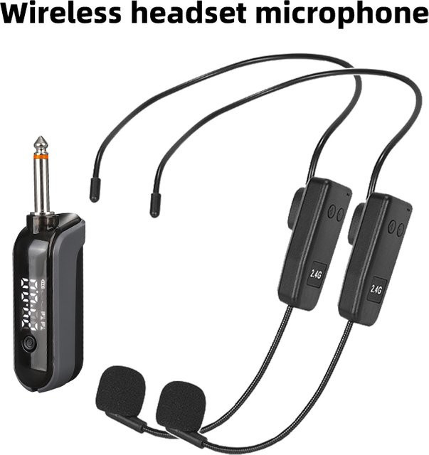 Shengmaer 2,4G Kabelloses Professionelles Nackenbügel-Headset-Mikrofon Ein-zu-Zwei Business Konferenz-Mikrofon für Laptop in Schwarz - Bild 1