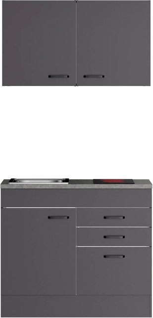 OPTIFIT Miniküche Kiel420 mit Kochfeld, Anthrazit Matt, B: 100 cm, T: 60 cm, H: 210 cm - Bild 1