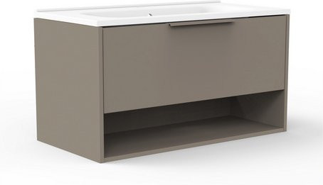 Fackelmann Badmöbel-Set B.Paris in Cubanit Grau mit Gussmarmorbecken und LED-Beleuchtung, Breite: 90,5 cm - Bild 2