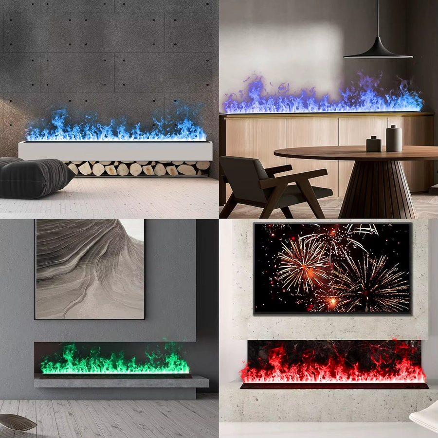 Aflyever Wasser-Elektrokamin mit 3D-Nebel-Flammeneffekt in Schwarz, Einbau-Dampfkamin mit App-Steuerung und Fernbedienung - Bild 5