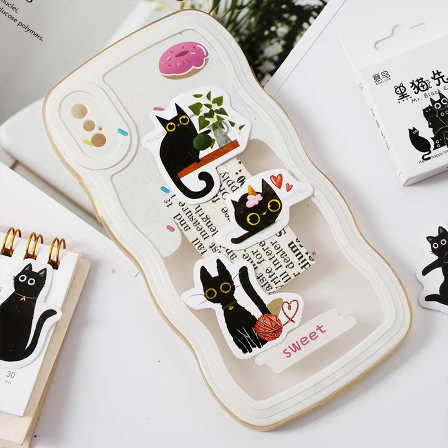 mr.paper Kawaii Aufkleber Set Schwarze Katze, 46 Stück, Multicolour, Dekoration für Tagebuch und Grußkarten - Bild 5