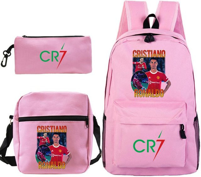 C Ronaldo Schultaschen-Set 3-teilig in Pink mit Rucksack, Schultasche und Federmäppchen - Bild 1
