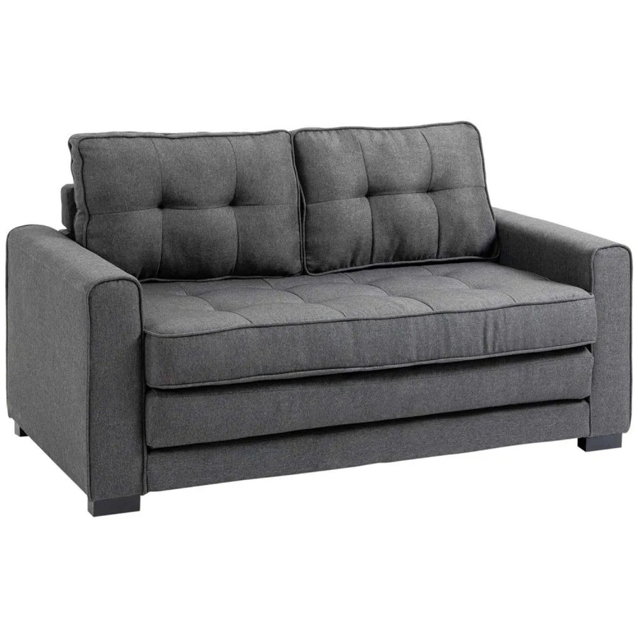 HOMCOM Schlafsofa 2-Sitzer mit Schlaffunktion aus Gummiholz und Polyestergewebe in Grau, B/T/H: 147,5 x 75 x 85 cm - Bild 2