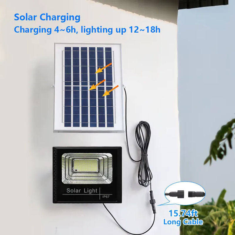 XIWANGFIRE 50W Solar-Außenflutlicht mit Fernbedienung und Reflektor, LED Sicherheitsscheinwerfer in Schwarz für Garten und Terrasse - Bild 6