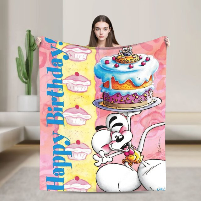 Diddl Plüschdecke aus Polyester für Kinder, Flanell-Überwurfdecke in Multicolour, weich und warm - Bild 1