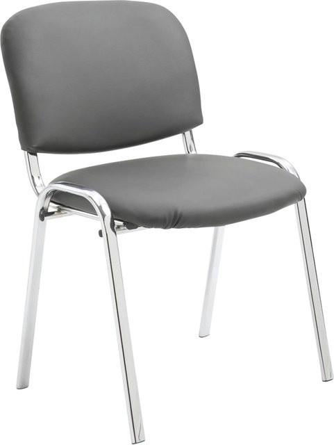 DELUKE Besucherstuhl ZAGREB Konferenzstuhl und Bürostuhl aus Kunstleder in Grau, B: 54 cm, T: 48 cm, H: 79 cm - Bild 1