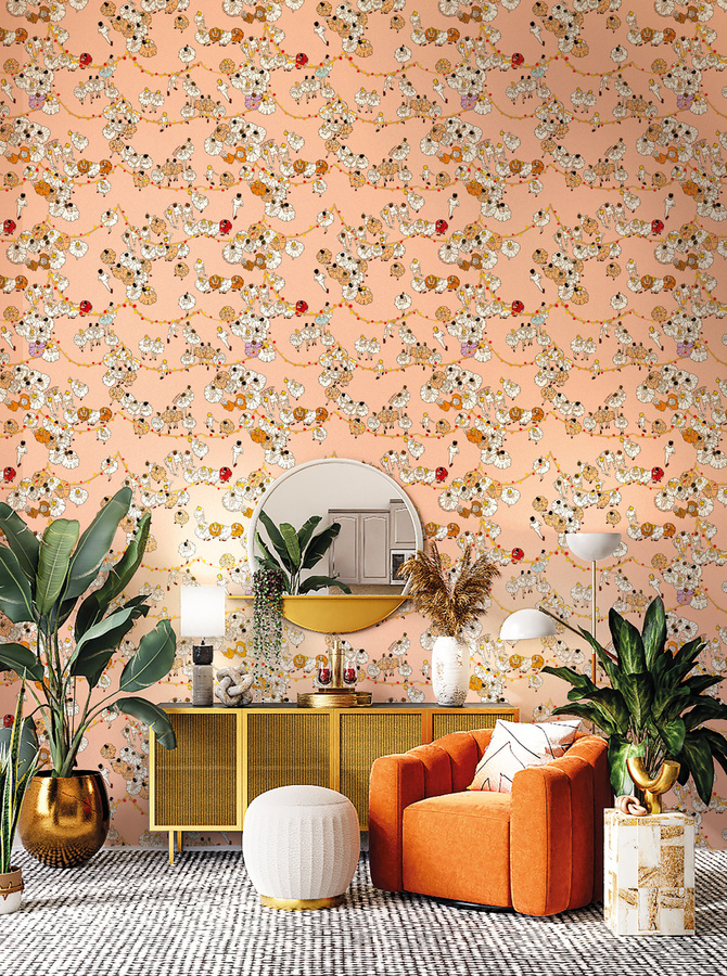Jannelli & Volpi Tapete Le Balett 25522 Design Floral in Pink und Orange aus Vlies - Bild 1
