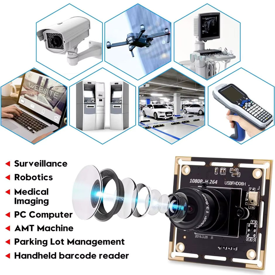 Elp Mini-USB-Kamera Modul Full HD 1080p mit IMX323 Sensor, Audio-Mikrofon und Low Light Funktion in Schwarz - Bild 5