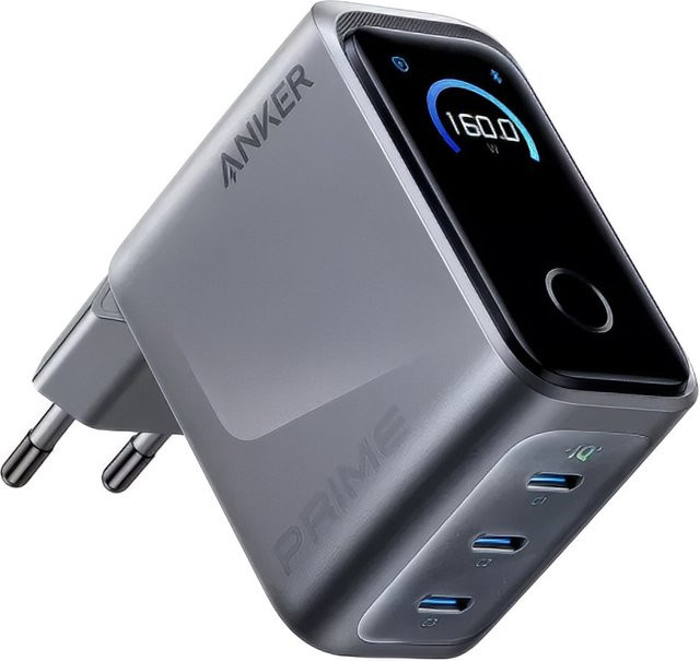 Anker Prime Netzladegerät 160W mit 3 x USB-C Anschlüssen in Grau A2687341 - Bild 1