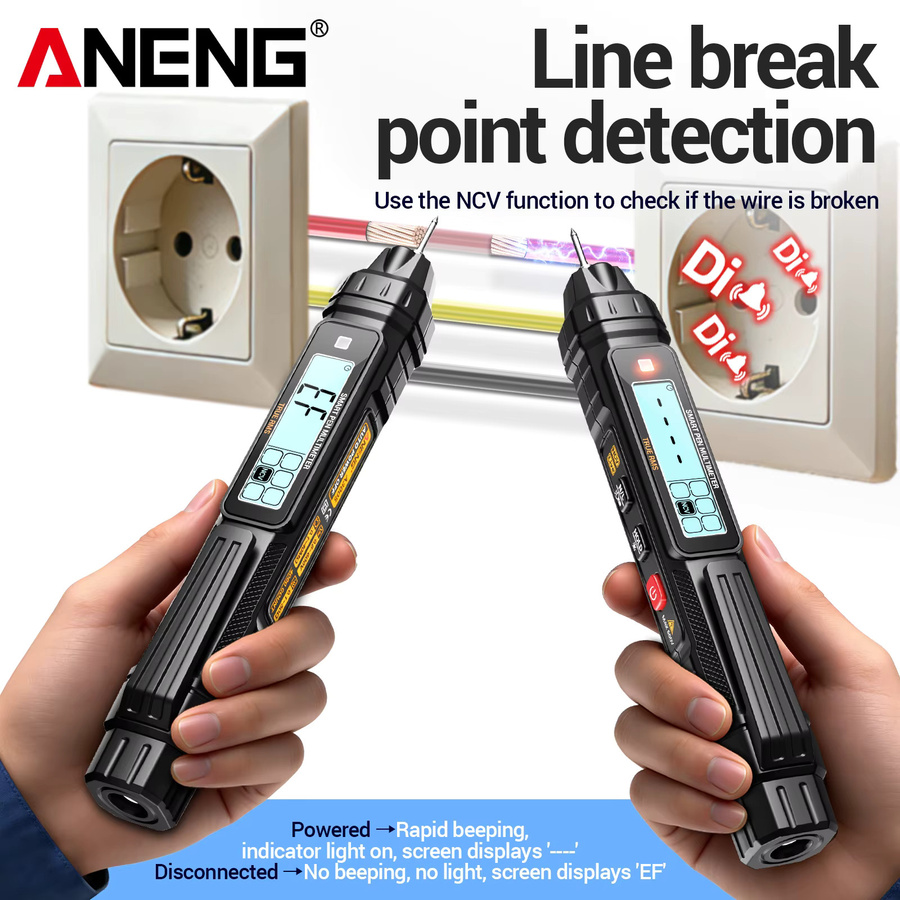 ANENG A3005 Stiftmultimeter mit NCV-Neutralleiter-Erkennung für AC/DC-Spannung und Widerstandsmessung - Bild 3