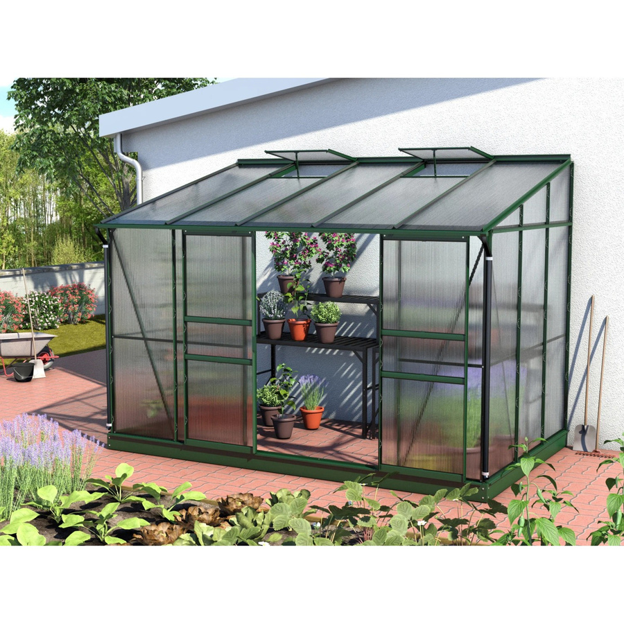 Vitavia Anlehn-Gewächshaus Ida 6500 in Smaragdgrün mit 6,5 m², Polycarbonat-Platten und Aluminiumrahmen - Bild 3
