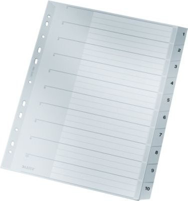 LEITZ Kunststoffregister Zahlen 1-10, 10 Blätter, Grau, Nr. 1280 - Bild 1