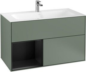 V&B Waschtischunterschrank Finion rechts, Olive Matt Lacquer, B: 99,6 cm, H: 49,8 cm - Bild 1