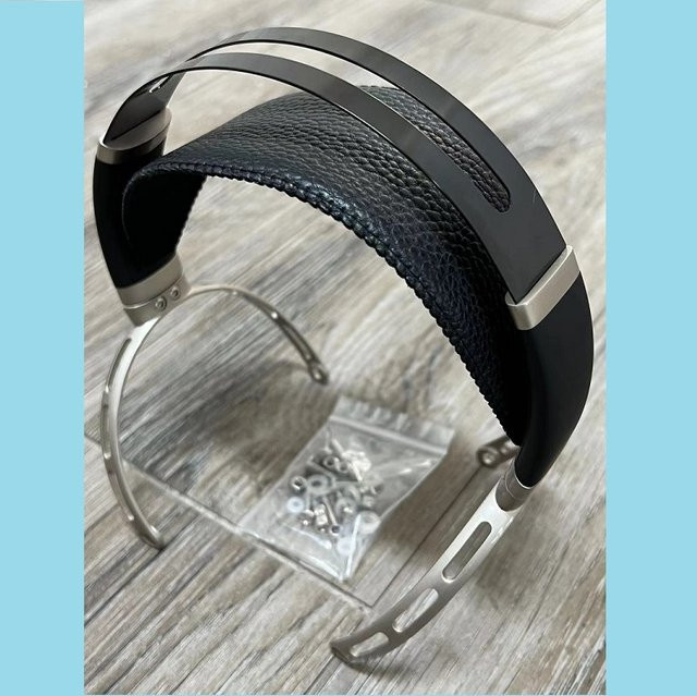 GONIANIA DIY Headset Stirnband aus Leder mit Metallhalterung für AUDEZE und HIFIMAN HE400 in Schwarz, Breite: 90 mm bis 105 mm - Bild 1