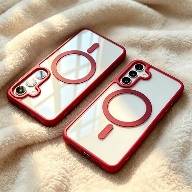 Mattierte magnetische Schutzhülle für Samsung Galaxy S25 Edge S26 S24 S23 FE S22 Plus Ultra mit MagSafe Kompatibilität in Rot - Bild 1