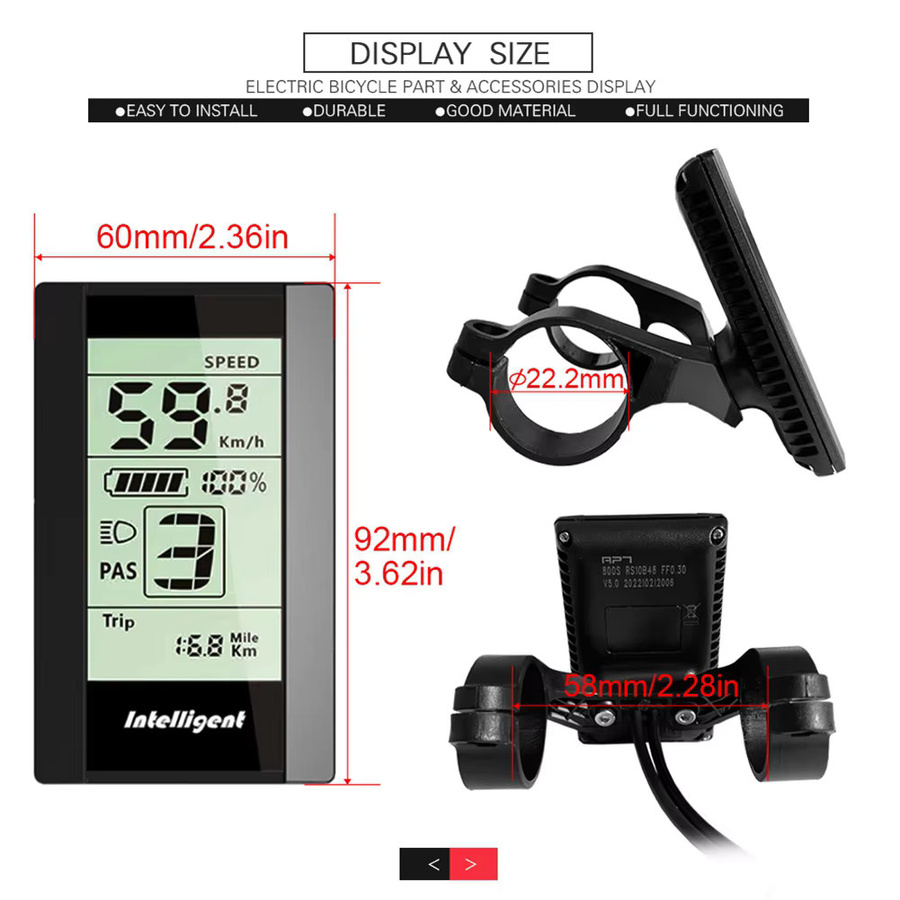 Bafang 800s LCD E-Bike-Anzeige für BBS01 BBS02 BBHD Mid Hub Drive Umrüst-Sets, Schwarz - Bild 4