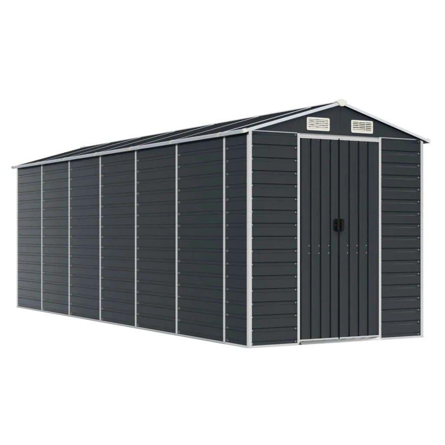vidaXL Gerätehaus aus verzinktem Stahl in Anthrazit mit Schrägdach, B/T/H: 555 x 191 x 198 cm - Bild 2