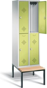 C+P Spind Classic doppelstöckig mit 4 Türen, Front Viridingrün, Korpus Lichtgrau, Gestell Schwarzgrau, H x B x T: 209 x 61 x 81,5 cm - Bild 1