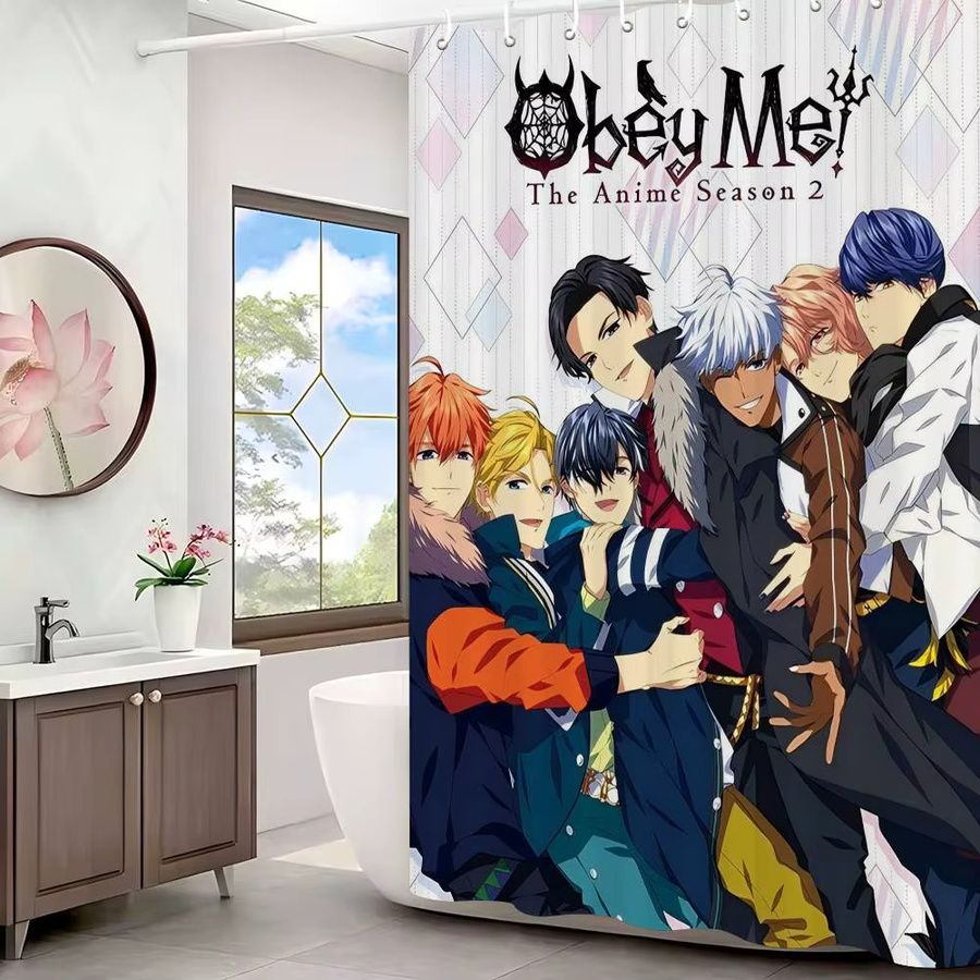 Beast Kingdom Obey Me Wasserdichter Duschvorhang aus Polyester, Mehrfarbig, B/H: 90 x 180 cm - Bild 2