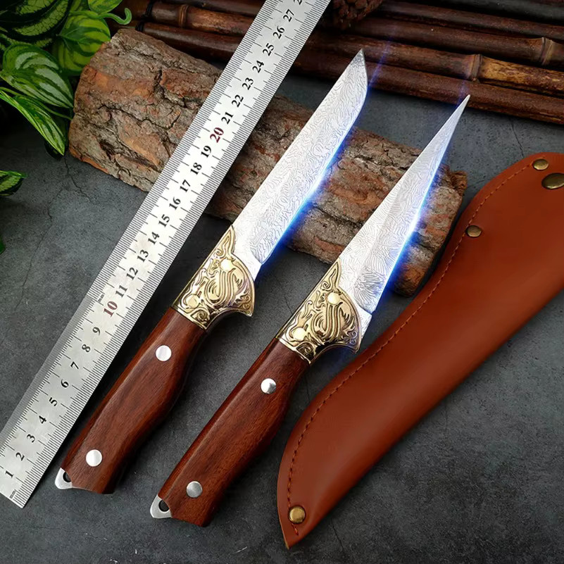 GuanQi Allzweckmesser aus Edelstahl mit Holzgriff und Messerscheide als Ausbeinemesser und Küchenmesser - Bild 5