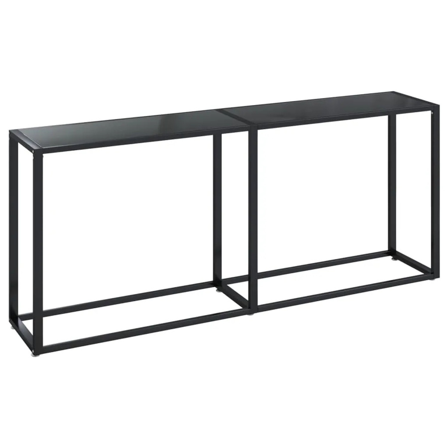 vidaXL Konsolentisch aus Hartglas und pulverbeschichtetem Stahl in Schwarz, B/T/H: 180 x 35 x 75,5 cm - Bild 2