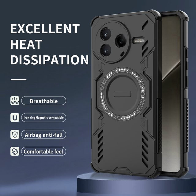 Magnetische Stoßfeste Schutzhülle mit Wärmeableitung für Xiaomi Poco X7, X6, F6, F7 Pro Ultra und C75 in Schwarz oder Lila - Bild 1
