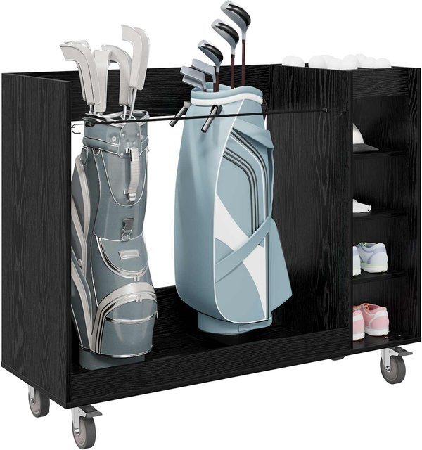 VD Home Furnishing Golfschrank mit Rädern in Schwarz mit mattem Eiche-Effekt, B/T/H: 120 x 45 x 98 cm - Bild 1