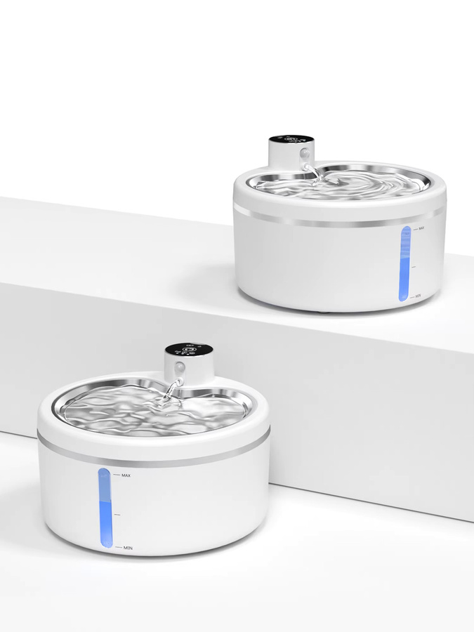 LABEKA Automatischer Katzen-Trinkbrunnen in Weiß mit Edelstahl-Tablett, Smart-Sensor und 2,5 l Fassungsvermögen - Bild 5