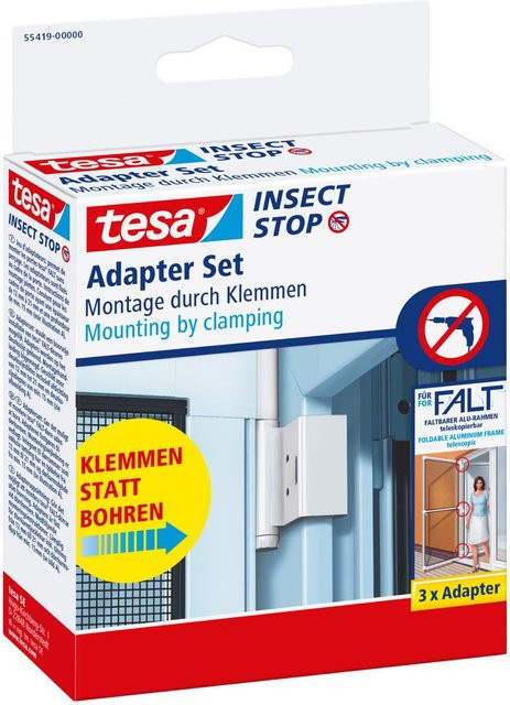 tesa Insect Stop Klemm-Adapter-Set für Türen und Fenster, 3-teilig, weiß - Bild 2