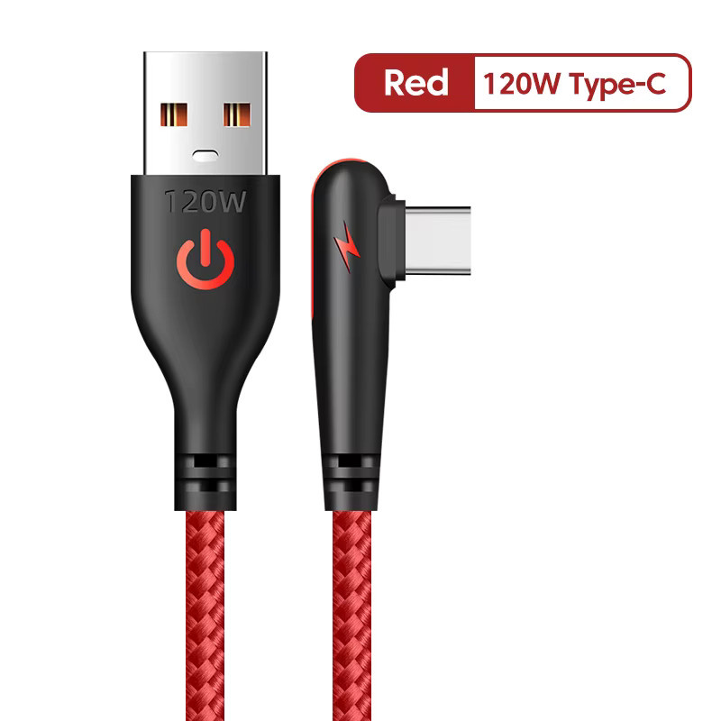 USB-C-Ladekabel mit 120W Schnellladefunktion und 90-Grad-Winkel in Schwarz - Bild 5