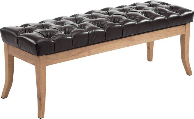 TPFLiving Sitzbank Romeo Chesterfield aus Kunstleder in Braun, Breite: 120 cm - Bild 1