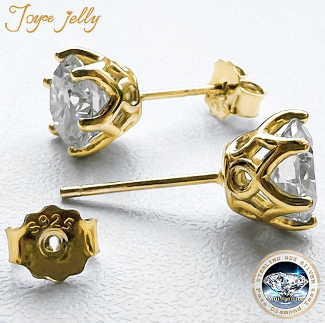 JoyceJelly Ohrstecker, 925 Silber, vergoldet, Moissanit, Diamant - Bild 1