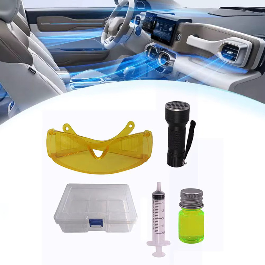 UV-Lecksuchset mit 12 LED UV-Taschenlampe und Schutzbrille in Gelb zur Lecksuche bei Auto-Klimaanlagen - Bild 2